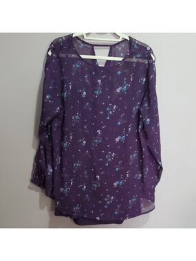 Stork & Babe Purple Floral Blouse Size XXL